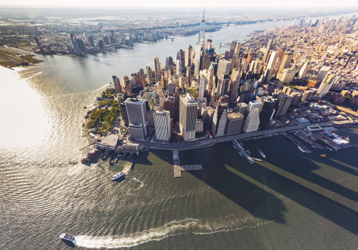 Aerial view of lower Manhattan New York City