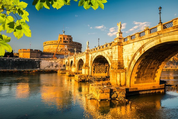 Saint Angel Castle and bridge over the Tiber river in Rome, Italy shutterstock_267876227-2