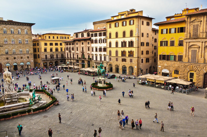 Palazzo Vecchio and Piazza della Signoria of Florence Italy