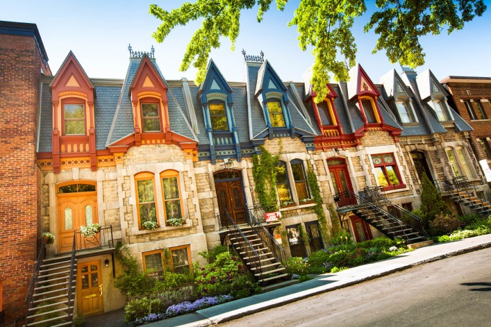 Colorful row of houses in Montreal