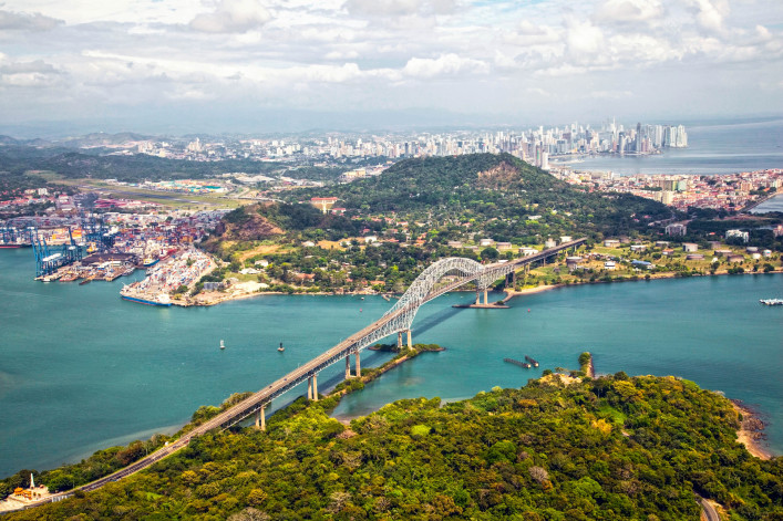 Aerial view; Bridge of the Americas, Panama iStock_000031142968_Large-2