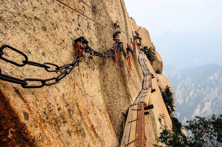 Huashan Pfad Holzbretter Sicherung