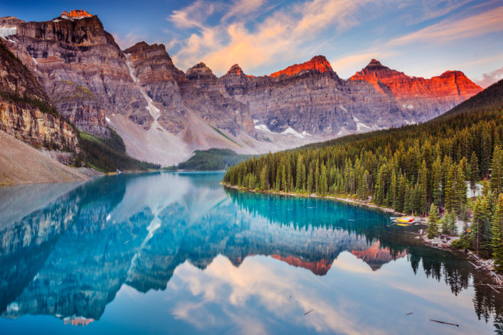 Moraine Lake at sunrise, Banff National Park, Canada