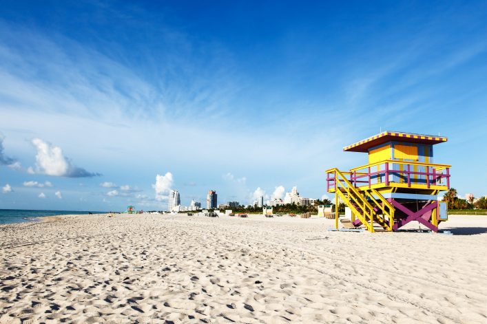 A Lifeguard stand along the shores of Miami Beach