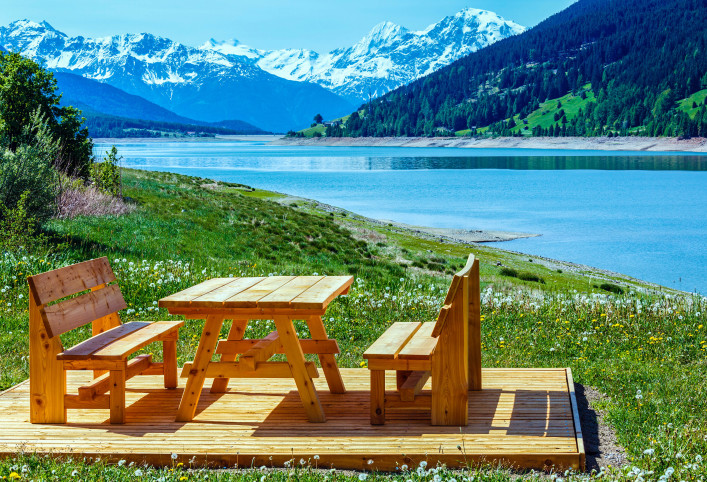 Italiens versunkene Stadt, Reschensee, Resia Lake, Südtirol, Italien