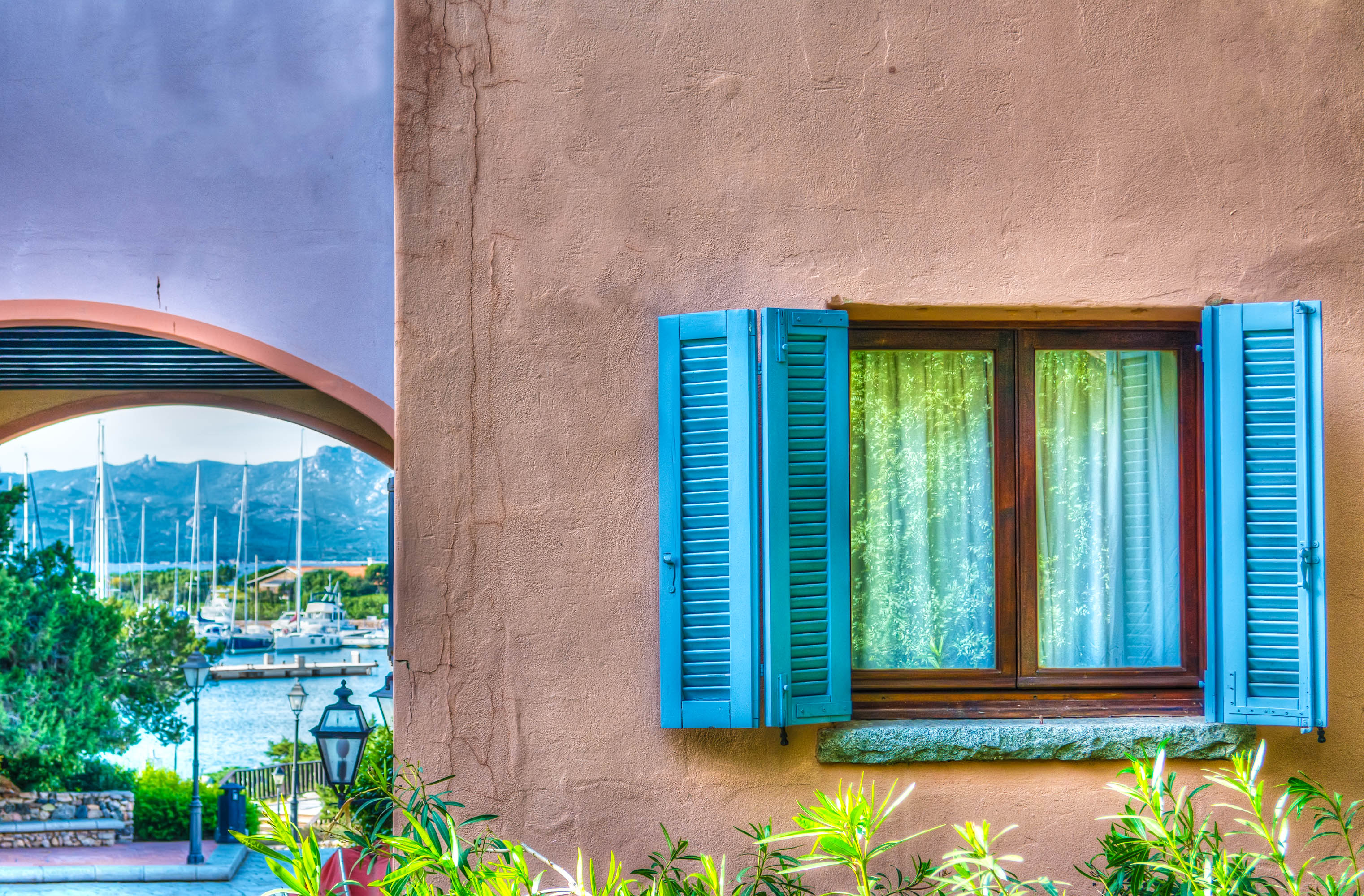 turquoise window in Porto Rotondo, Sardinia