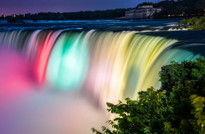 Colorful Lit Niagara Falls