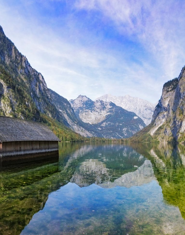 Boathouse on Obersee near Königssee in Nationalpark Berchtesgaden